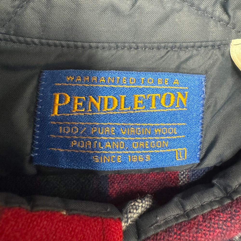 Pendleton Flannel Shirt Mens Large Red Plaid 100%‎ Virgin Wool Button Down USA - Picture 6 of 11